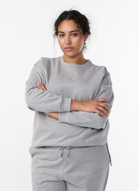 Sweatshirt with slits and glitter thread, Grey, Model