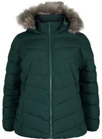Short puffer jacket with hood