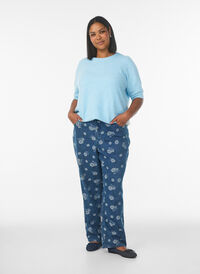 Knitted blouse with short sleeves, Light Blue, Model