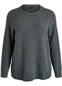 Melange knit blouse with round neck