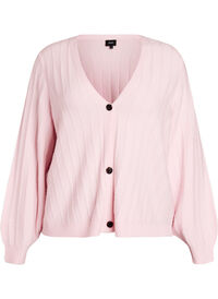 Cardigan with a ribbed texture and balloon sleeves