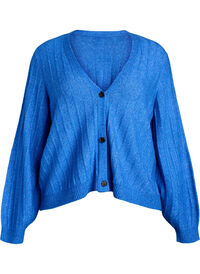 Cardigan with a ribbed texture and balloon sleeves