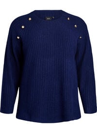 Ribbed jumper with decorative buttons