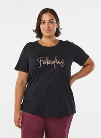 FLASH - T-shirt with print, Black, Model