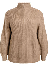 FLASH - Knitted sweater with high neck and zipper