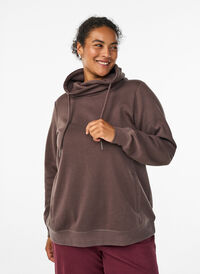 FLASH - Sweatshirt with high collar and pockets, Brown, Model