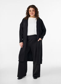 FLASH - Long, open cardigan with pockets, Black, Model