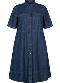 Denim shirt dress with short sleeves