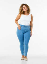High-waisted jeggings, Light Blue, Model