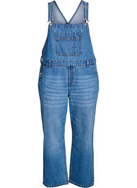 Wide-leg denim overalls