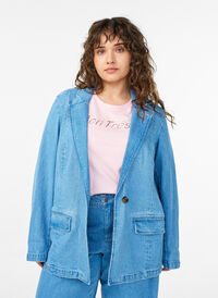 Denim blazer with pockets, Light Blue, Model