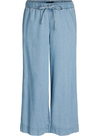 Wide-leg denim joggers with a high waist