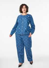 Kiana jeans with a high waist and distressed pattern, Light Blue, Model