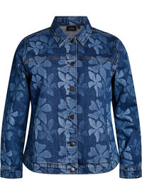 Denim jacket with floral pattern