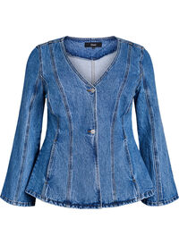 Denim jacket with shaping seams and a V-neck