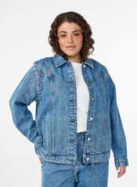 Denim jacket with detachable sleeves, Light Blue, Model
