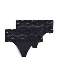2-pack thong with wide lace edge
