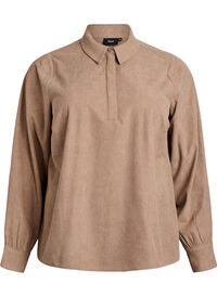 Long-sleeved shirt blouse in corduroy