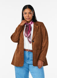 Faux suede blazer, Brown, Model