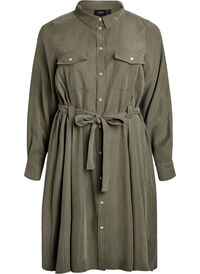 Shirt dress with tie belt and long sleeves