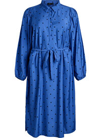 Dotted midi dress with detachable tie belt