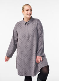 Short A-line dress with long sleeves, Grey, Model