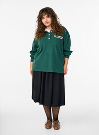 Mid-length balloon skirt with an elastic waistband, Black, Model