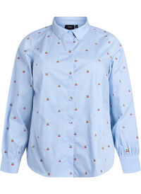 Shirt with embroidered cherries