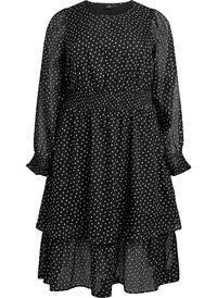 Midi dress in chiffon with dotted pattern