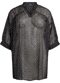 Chiffon tunic with velvet dot pattern