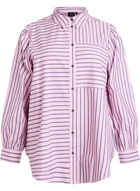 Striped shirt with a classic collar and long sleeves