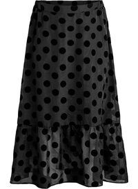 Midi skirt in organza-look with velvet dots