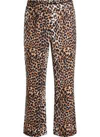 Leopard print straight-leg trousers