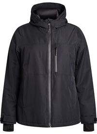 Ski jacket with hood and zip pockets