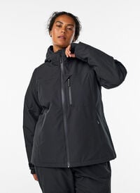 Ski jacket with hood and zip pockets, Black, Model