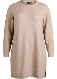 Short knit dress with rhinestones