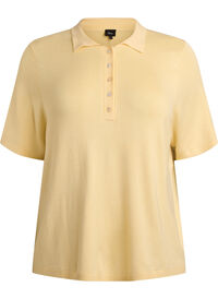 Fine-knit polo shirt with short sleeves