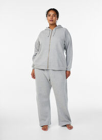 High-waisted sweatpants with brushed inside, Grey, Model