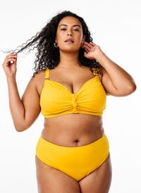 Brazilian bikini briefs with a regular waist, Yellow, Model
