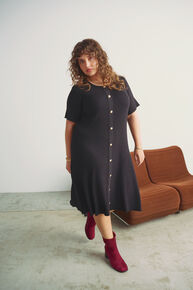 Knitted dress with gold buttons, , Model