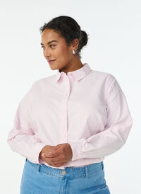 Long-sleeved cotton shirt, Pink, Model