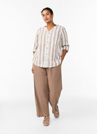 Smock pants with linen, Brown, Model