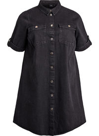 Denim dress with short sleeves and buttons