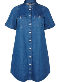 Denim dress with short sleeves and buttons